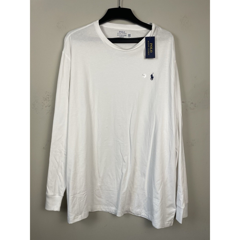 NEW Polo Ralph Lauren Long Sleeve T-Shirt XXL Classic Fit Jersey White Crewneck - Picture 2 of 10